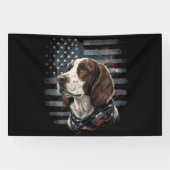 Springer Spaniel Hund Amerikanische Flagge Banner (Horizontal)