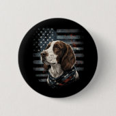 Springer Spaniel Hund Amerikanische Flagge Button (Vorderseite)