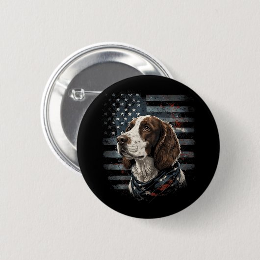 Springer Spaniel Hund Amerikanische Flagge Button (Vorne & Hinten)