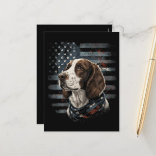 Springer Spaniel Hund Amerikanische Flagge Feiertagspostkarte