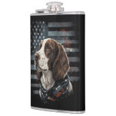 Springer Spaniel Hund Amerikanische Flagge Flachmann (Links)
