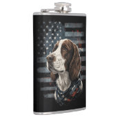 Springer Spaniel Hund Amerikanische Flagge Flachmann (Rechts)