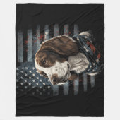 Springer Spaniel Hund Amerikanische Flagge Fleecedecke (Vorderseite)