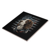 Springer Spaniel Hund Amerikanische Flagge Fliese (Seite)