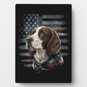 Springer Spaniel Hund Amerikanische Flagge Fotoplatte (Vorderseite)