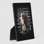 Springer Spaniel Hund Amerikanische Flagge Fotoplatte (Seite)