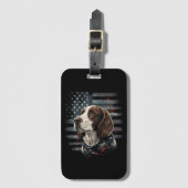 Springer Spaniel Hund Amerikanische Flagge Gepäckanhänger (Vorderseite Vertikal)