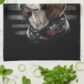 Springer Spaniel Hund Amerikanische Flagge Geschirrtuch (Gefaltet)