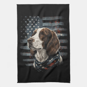 Springer Spaniel Hund Amerikanische Flagge Geschirrtuch