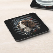 Springer Spaniel Hund Amerikanische Flagge Getränkeuntersetzer (Linke Seite)