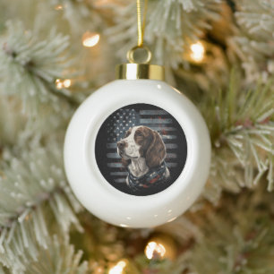 Springer Spaniel Hund Amerikanische Flagge Keramik Kugel-Ornament