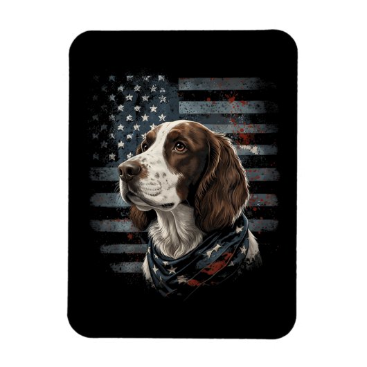 Springer Spaniel Hund Amerikanische Flagge Magnet (Vertikal)