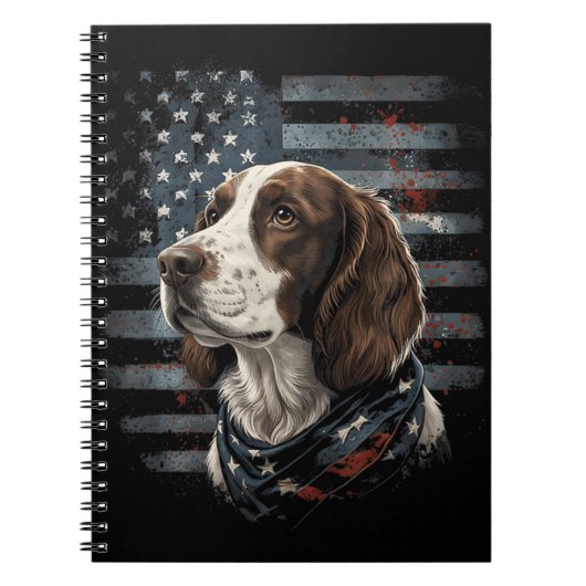 Springer Spaniel Hund Amerikanische Flagge Notizblock (Vorderseite)