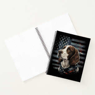 Springer Spaniel Hund Amerikanische Flagge Notizblock
