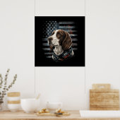 Springer Spaniel Hund Amerikanische Flagge Poster (Küche)