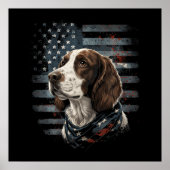 Springer Spaniel Hund Amerikanische Flagge Poster (Vorne)