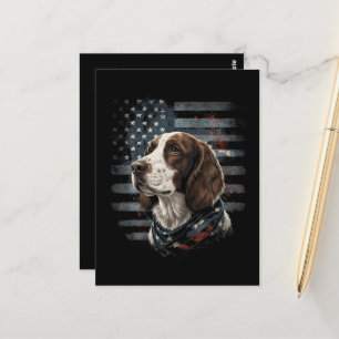 Springer Spaniel Hund Amerikanische Flagge Postkarte