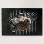 Springer Spaniel Hund Amerikanische Flagge Puzzle (Horizontal)