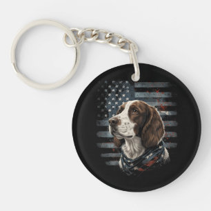 Springer Spaniel Hund Amerikanische Flagge Schlüsselanhänger
