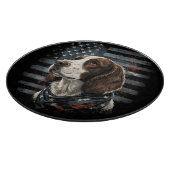 Springer Spaniel Hund Amerikanische Flagge Schneidebrett (Ecke)