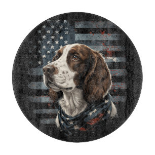 Springer Spaniel Hund Amerikanische Flagge Schneidebrett