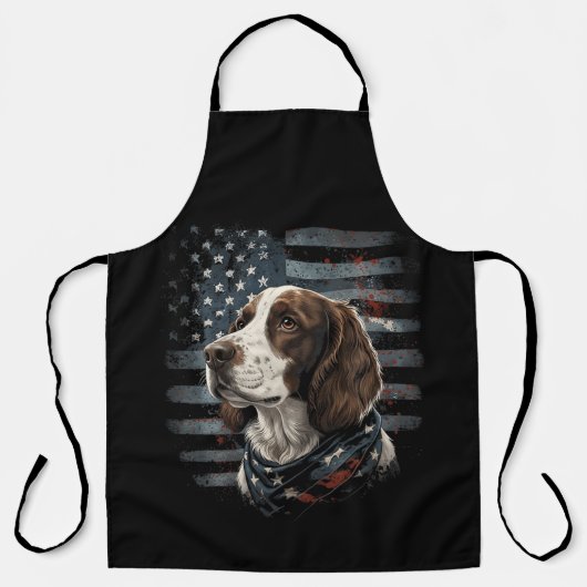 Springer Spaniel Hund Amerikanische Flagge Schürze (Vorderseite)
