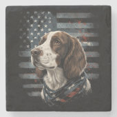 Springer Spaniel Hund Amerikanische Flagge Steinuntersetzer (Vorderseite)