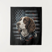 Springer Spaniel Hund Amerikanische Flagge Wandteppich (Vorderseite)
