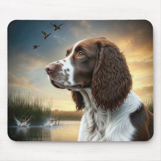 Springer Spaniel Hund durch einen Ententeich Mousepad (Vorne)