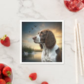 Springer Spaniel Hund durch einen Ententeich Serviette (Beispiel)