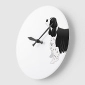 Springer Spaniel Hund Grundzucht Silhouette Black Große Wanduhr (Winkel)