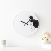 Springer Spaniel Hund Grundzucht Silhouette Black Große Wanduhr (Zuhause)