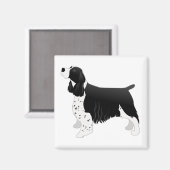 Springer Spaniel Hund Grundzucht Silhouette Black Magnet (Vorderseite/Rückseite)