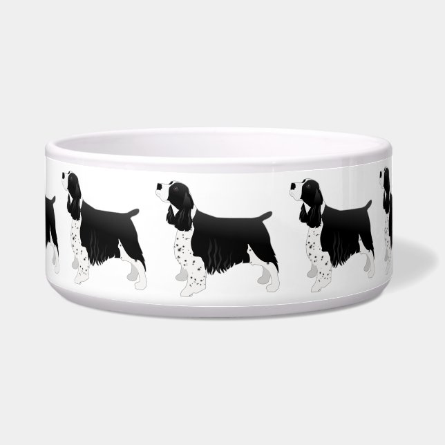 Springer Spaniel Hund Grundzucht Silhouette Black Napf (Vorderseite)