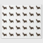 Springer Spaniel Hund Grundzucht Silhouette Brown Geschenkpapier (Flach)