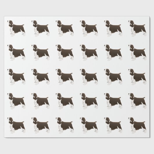 Springer Spaniel Hund Grundzucht Silhouette Brown Geschenkpapier (Flach)