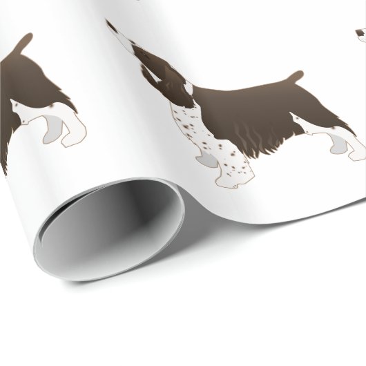 Springer Spaniel Hund Grundzucht Silhouette Brown Geschenkpapier (Rolleneckpunkt)