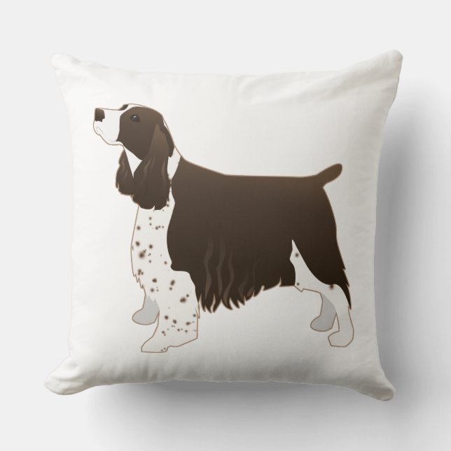 Springer Spaniel Hund Grundzucht Silhouette Brown Kissen (Vorderseite)