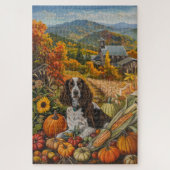 Springer Spaniel Hund Herbsternte Erntedank Puzzle (Vertikal)