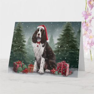 Springer Spaniel Hund im Schnee Weihnachten Karte