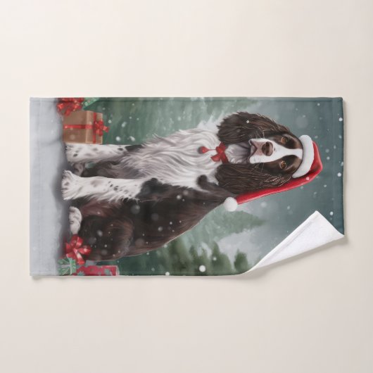 Springer Spaniel Hund in Schneeweihen Badhandtuch Set (Handtuch)