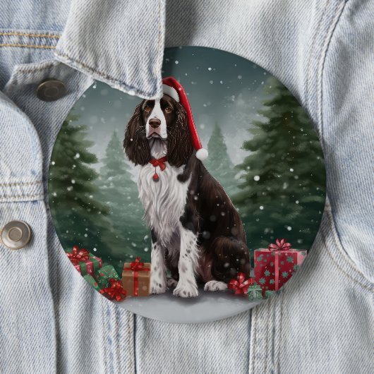 Springer Spaniel Hund in Schneeweihen Button (Beispiel)