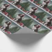 Springer Spaniel Hund in Schneeweihen Geschenkpapier (Ecke)