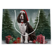 Springer Spaniel Hund in Schneeweihen Große Geschenktüte (Vorderseite)