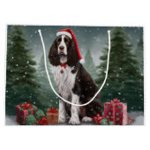 Springer Spaniel Hund in Schneeweihen Große Geschenktüte (Rückseite)