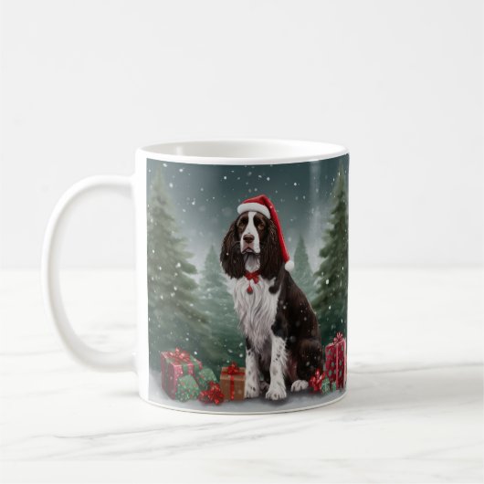 Springer Spaniel Hund in Schneeweihen Kaffeetasse (Links)