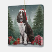 Springer Spaniel Hund in Schneeweihen Keramikornament (Links)