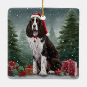 Springer Spaniel Hund in Schneeweihen Keramikornament (Rückseite)
