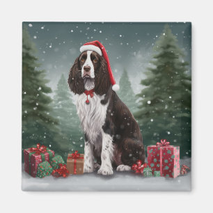 Springer Spaniel Hund in Schneeweihen Magnet
