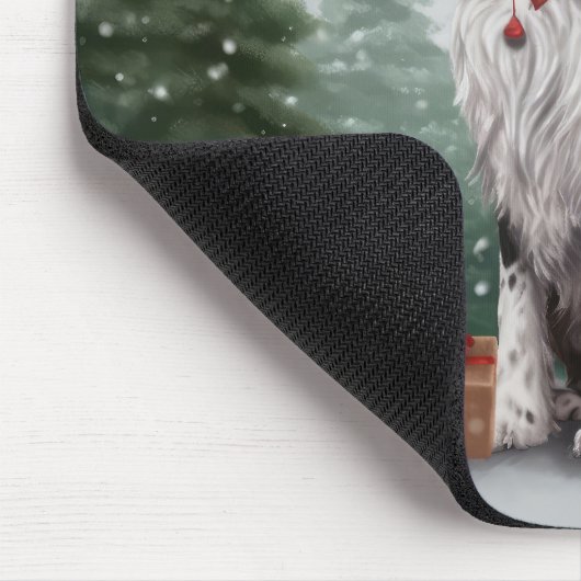 Springer Spaniel Hund in Schneeweihen Mousepad (Ecke)